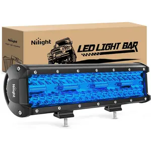 Nilight 12 Inch LED Light Bar Blue Triple Row 240W Spot & Flood Combo 30000LM Driving Boat Led Off Road Lights Fishing Hunting  Safety Lights light pod light bar vehicle  lighting dealsforyoudays