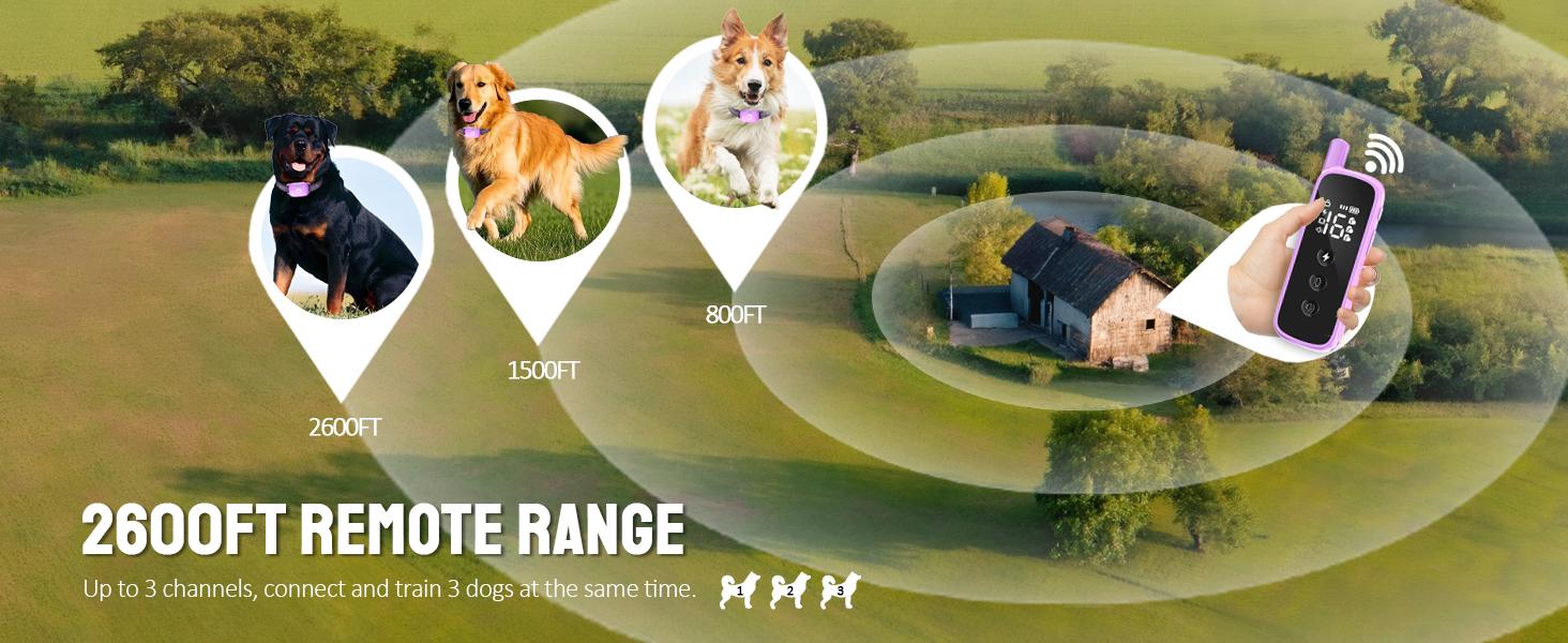 Dog Training Collar IP67 Waterproof Dog Trainer Collars Set with Remote 3 Safe Training Modes, Outdoor Rechargeable Adjustable Strap for 10-120lbs Small Medium Large Dogs