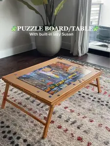 Puzzle Table/Lazy Susan Board + Phone Holder