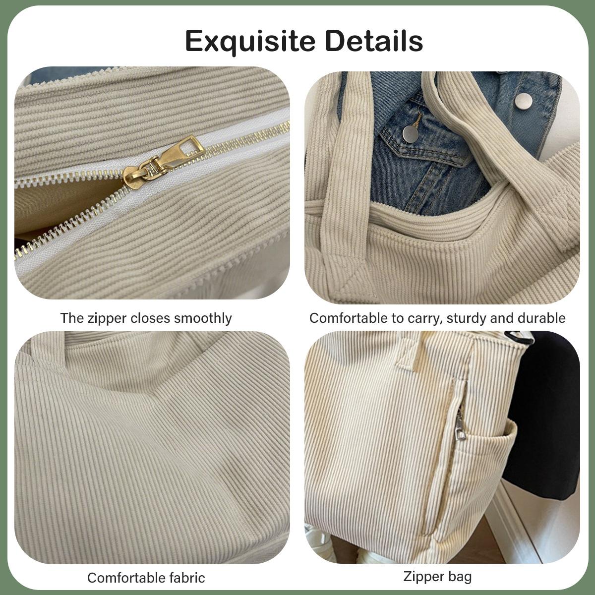 Large Capacity Corduroy Tote Bag Your Everyday Everything Tote Effortlessly Roomy with Top Handle and Shoulder Strap Chic Corduroy Work Purse