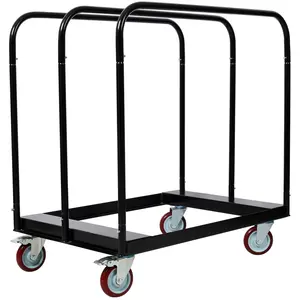 Heavy Duty Drywall Sheet Cart & Panel Dolly 1500lbs load capacity,Panel Service Cart,5 inch Swivel Casters,3 Side Handrails for Factory, Warehouse, Black