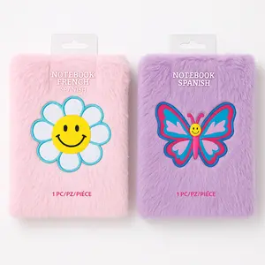 Delightful Fuzzy Notebooks - Smiley Flower & Butterfly Designs