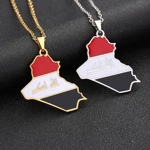 Iraq map necklace unisex ethnic style couple titanium steel necklace couple jewelry souvenir