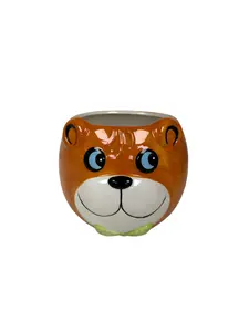 Orange Bear Head Vase - High-Quality Ceramic with Vibrant Glaze for Woodland Charm and Modern Pop of Color - Perfect for Fresh Flowers and Faux Arrangements