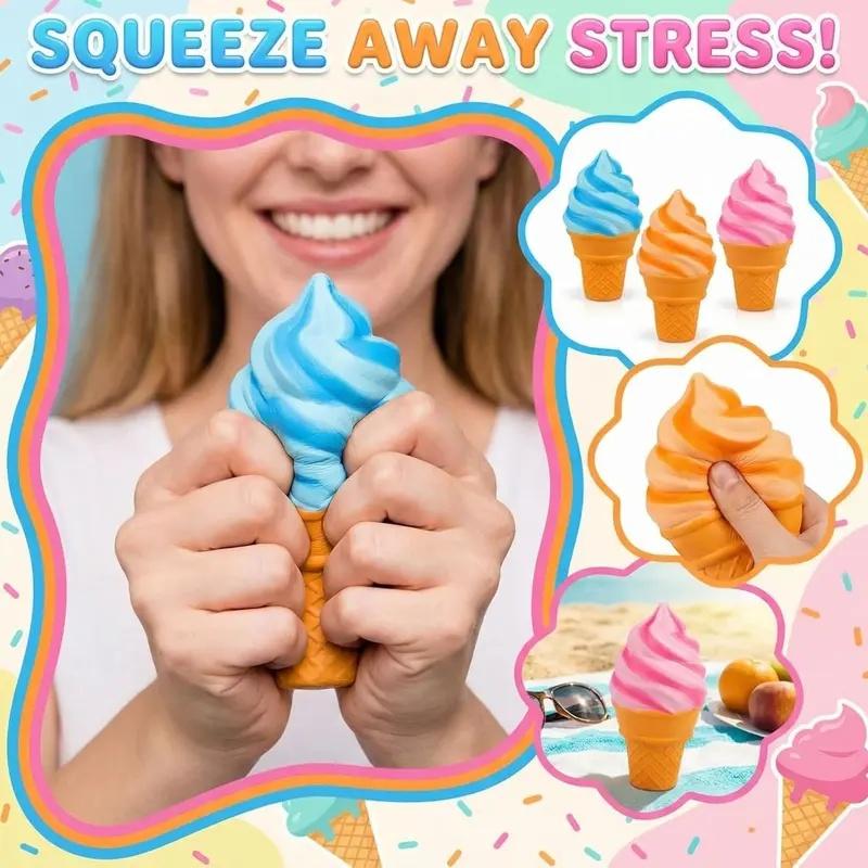 Ice Cream Squeeze Squishy, Ice Cream Squishy, Slow Rise Sensory Fidget Toy, Easter Basket Stuffers Party Favors