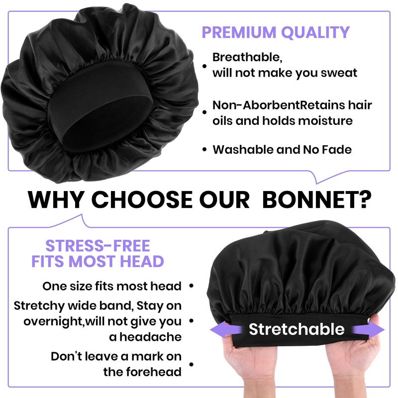 Silk Satin Bonnet – Adjustable Elastic Sleep Cap for Men and Women, Soft Hair Wrap for Sleeping