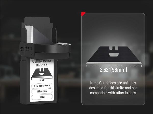 KAIWEETS Replacement Blades for KUF01 Utility Knife and Scraper, 50pcs with Storage Case, Premium SK2 Material, Black Rust-Resistant, Heat Treated, Precision Sharpness