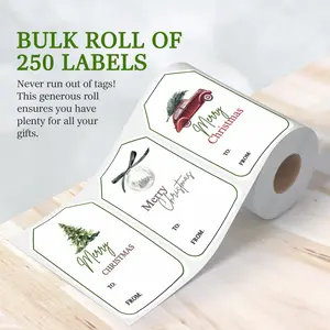 Christmas Gift Tag Sticker Roll 250 Tags for Festive Gifting - Perfect for Wrapping Presents and Attaching to Cards - Compact and Portable Bulk Roll
