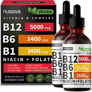 Natural B12 B6 Liquid Drops B12 Sublingual B Complex - B 12 5000mcg - B12 Methylcobalamin For Energy, Brain, Heart Support With 27,200 Mcg, Raspberry , With Peach Hydration Eye Vitamin Daily Nutrient, Energy Boosting, Vitamin B12 Liquid Supplement