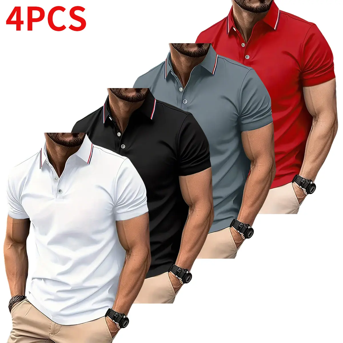 White + Black + Gray + Red