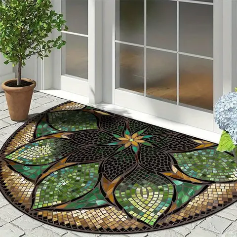 Floral Pattern Door Mat, Non‑Slip Soft Floor Mat, Home Rectangular Decorative Mat for Living Room and Bedroom, Floral Area Rug, Flower Pattern Rugs, Door Rugs For Entryway Indoor