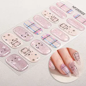 Cute Cat Self-Adhesive Gel Nail Strips, UV Lamp Required, Easy Apply & Remove, DIY Nail Art Kit for Women & Girls, Nail Art Decoration, Nail Art Stickers, Nail Art Supplies