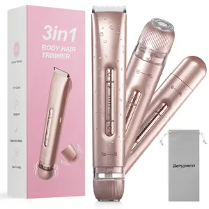 Bikini Trimmer for Women,Electric Shaver and Razor Rechargeable 3-in-1 Body and Facial Epilator,Painless Trimming of Pubic Hair, Face, Underarms and Legs, IPX7 Waterproof. Vibration Massage Function 6000~7000 Vibration Min - Clipper,Christmas gift