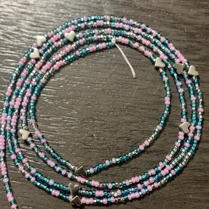 Pink promise tie on waist beads