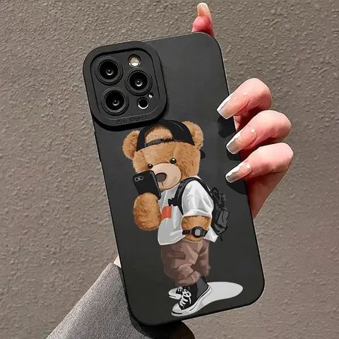 Cute Bear Pattern Phone Case, Anti-drop Shockproof Protective Phone Protector Cover, Phone Accessories Compatible with Smartphone iPhone 15 14 13 12 11 XS XR X Plus Pro Max, Casing, Protection