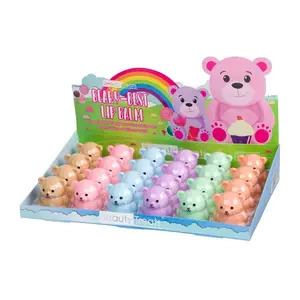 lipstick/Beauty Treats Blary-Best Lip Balm - Adorable Bear Design - Box of 24 Units - Colorful & Fun Lip Balms for Kids