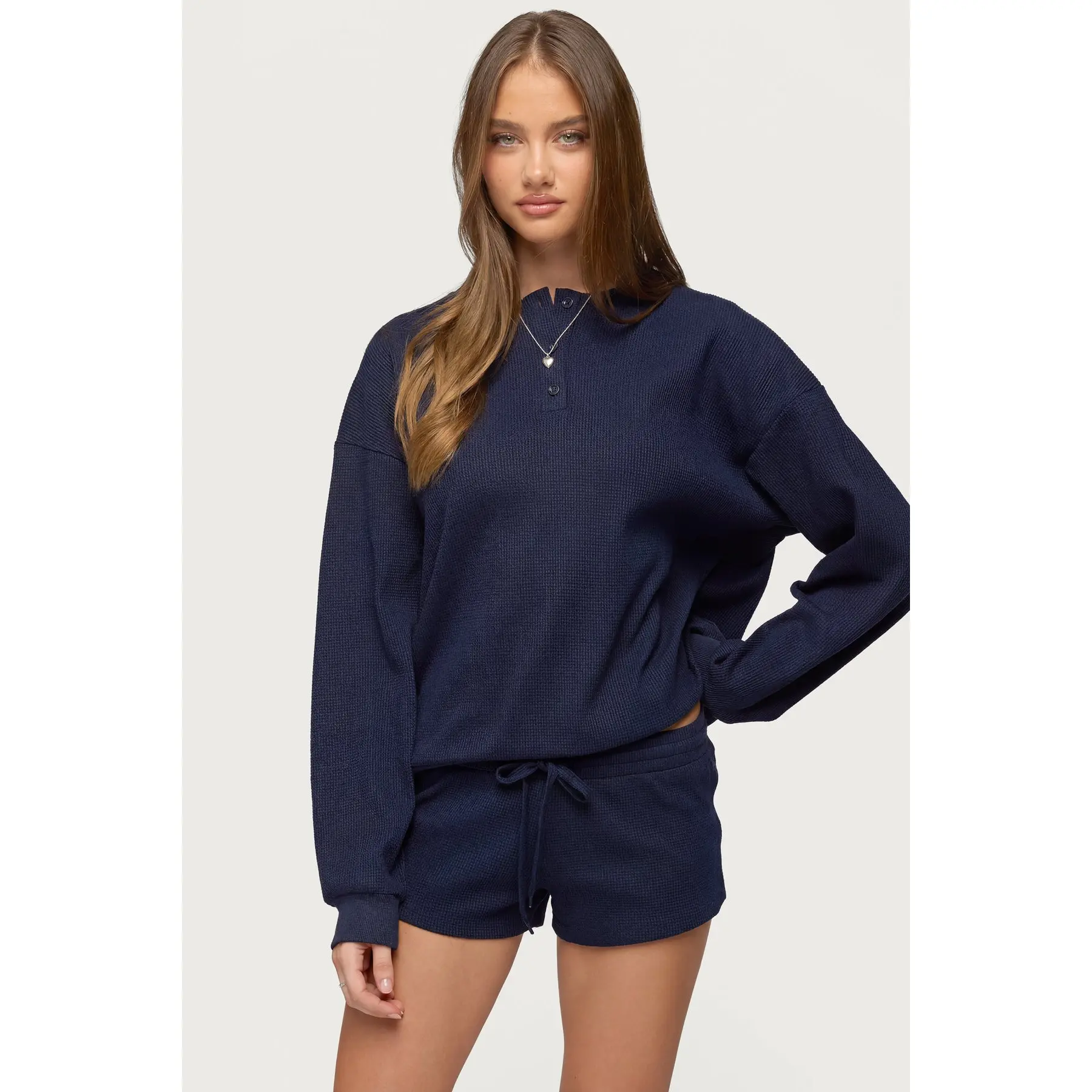 Baila Waffle Henley Top