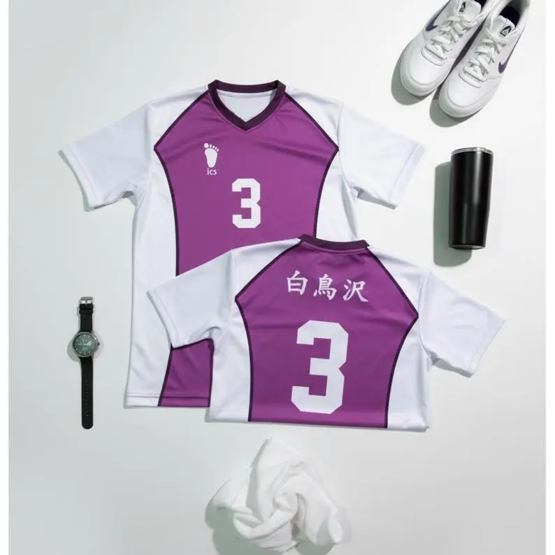 Haikyuu Shiratorizawa Academy Anime Cosplay Volleyball Jersey Number 3 | Premium Breathable Athletic Mesh Sportswear Tee | Perfect Gift for Otaku & Gamers