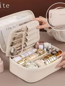 Large Capacity Multifunctional Travel Makeup Bag, Portable Unisex Cosmetic Organizer, Includes Hair Brush Holder, Ideal Gift for All Seasons