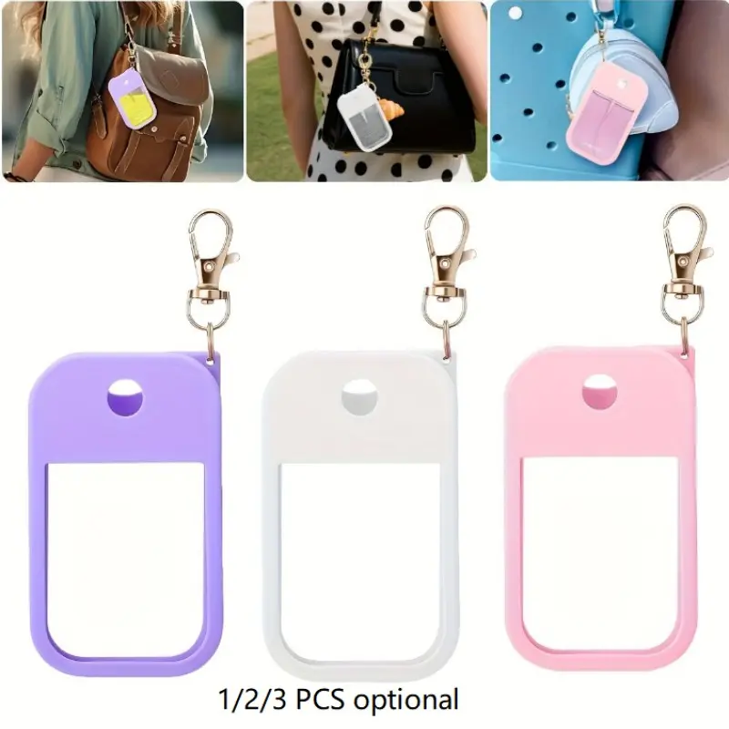 1/2/3Pcs Silicone Hand Sanitizer Spray Bottle Holder with Keychain Accessories for Bags, Fits 1oz Perfume Protection Case, 1/2/3 Pieces Set, Ideal for Travel