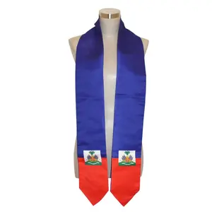 Haiti Flag Graduation Stole, Sash, Full-color printed stole, Cultural pride Sash