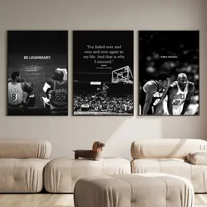 Michael Jordan & Kobe Bryant B&W Unframed Poster, Basketball Legend Wall Art, Vintage Athlete Printable Wall Decor, Sports Motivation Art Decor for Man Cave Home Office Gym, Basketball Fan Gift for Him Her