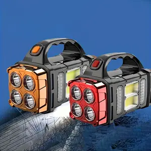 Solar Powered Handheld Flashlight, 8 Modes Spotlight with USB Cable, Rechargeable Portable LED Searchlight for Outdoor Hunting Boating Camping Emergencies, High Lumens Flashlight