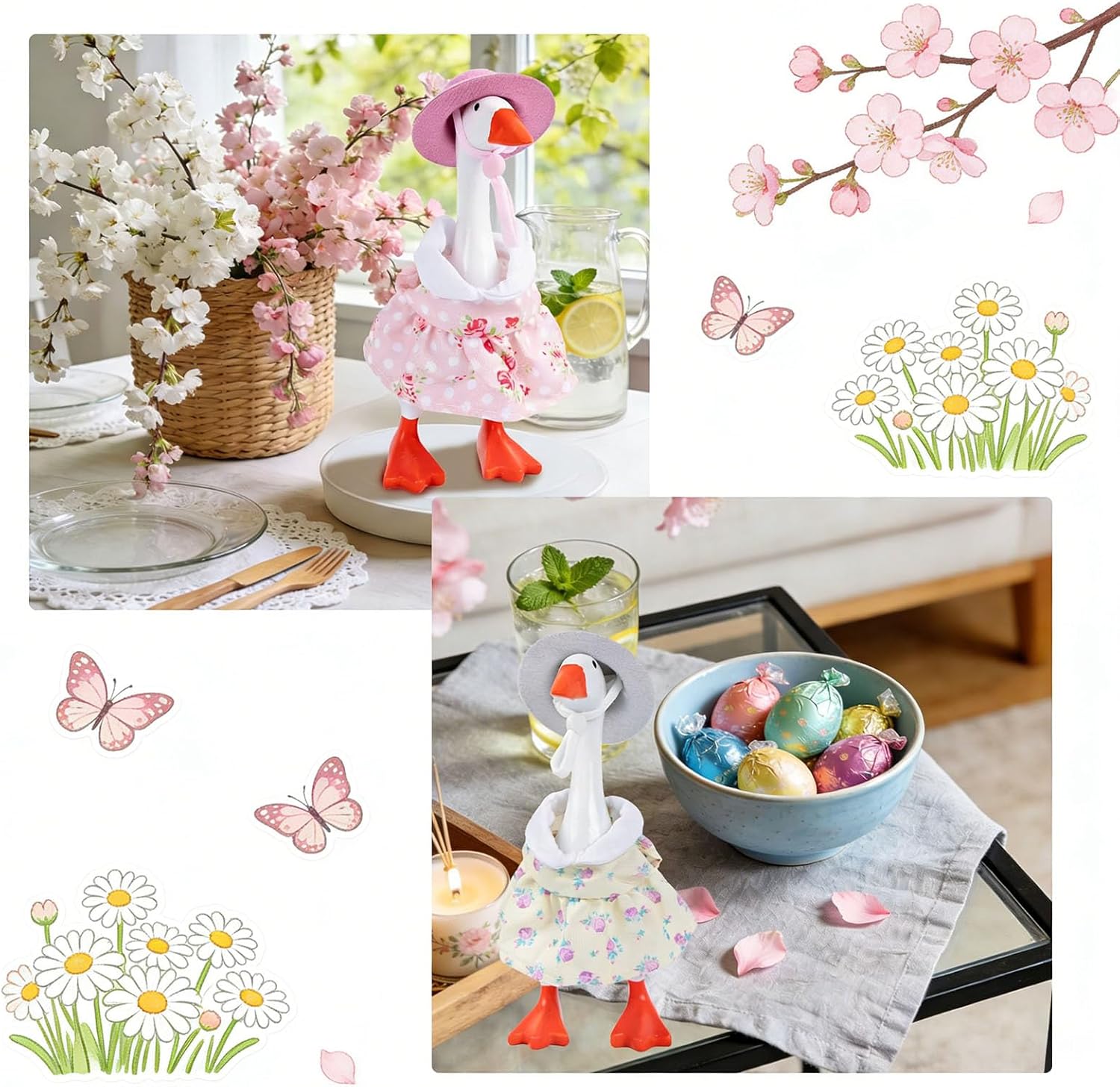 4PCS 7-inch Desktop Goose Outfits: Dresses With Matching Adjustable Felt Hats Lightweight Changing Clothes Designed Specifically for Desktop Goose, Perfect Accessories for Desktop Decoration