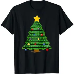 Nerdy Binary Code Christmas Tree T-Shirt computer geek gifts T-Shirt