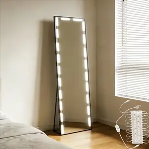Adjustable-Brightness LED Makeup Mirror Light Strip with Three Color Options, Vanity Lighting Bathroom Lamp and Night Decor, LED-Lit Mirror