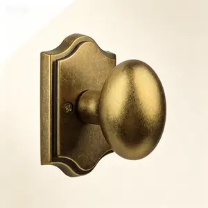 Vintage Oval Interior Door Handle, Antique Brass Finish Dummy Knob, Non-Turning Push Pull Door Handle, Zinc Alloy Oval Cabinet Handle, Reusable Decorative Dummy Door Knob for Interior Doors