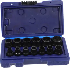 Lug Nut Extractor Set Bolt Nut Remover 13pc Socket Set High Grade Chromium-molybdenum Steel Integrated Molding Wide Applications