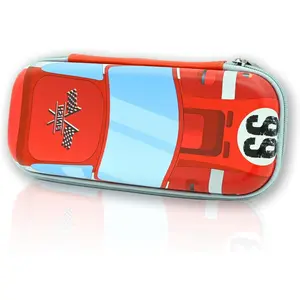 Car-Shaped Zip Pencil Box - Vintage Route 66 Design - Multi - Purpose Desk Organizer for Boys and Girls in School and Office
