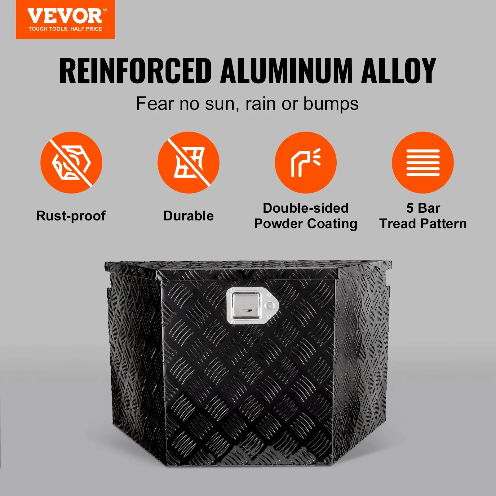 【summerfinds】VEVOR Trailer Tongue Box, Aluminum Alloy Diamond Plate Tongue Box Tool Chest, Heavy Duty Trailer Box Storage with Lock and Keys, Utility Trailer Tongue Box for Pickup Truck, RV, Trailer, 39"x16.5"x12"