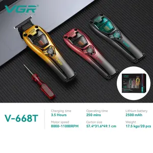 VGR Professional Hair Trimmer Rechargeable Metal Body Hair Clipper 11000RPM Vector Motor DLC Blade Detail Trimmer For man V-668T