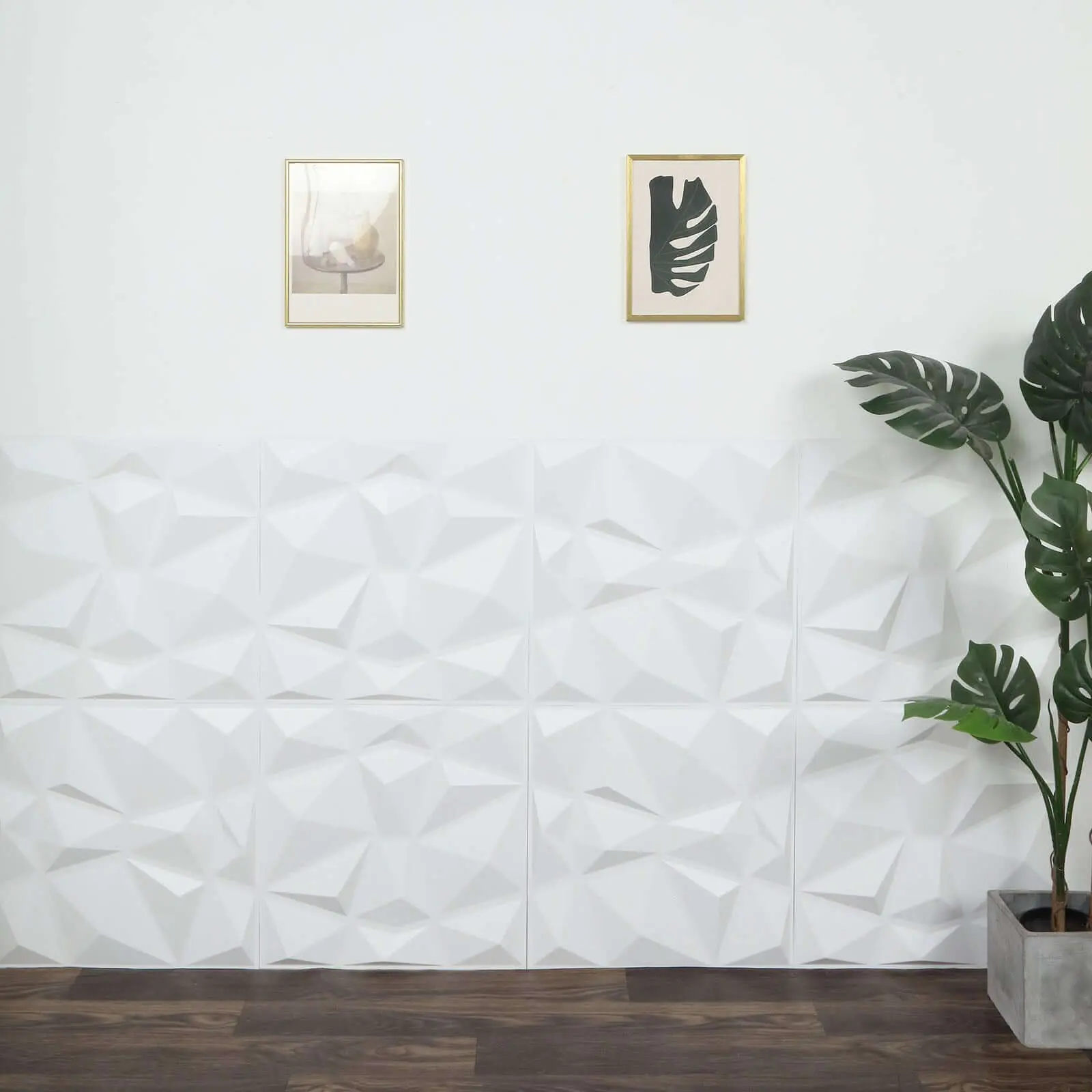 12-Pack 20"x20" Matte White 3D Texture PVC Diamond Design Stick-On Waterproof 3D Wall Panels, Peel and Stick Wallpaper Designs for Accent Walls & Banquet Halls, Home Improvement Panels (Compatible with Gorilla Glue, Magic Tape)