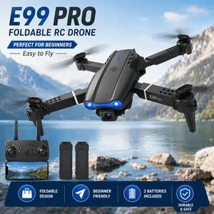 E99 Pro Foldable RC Drone, Compact Quadcopter with Remote Controller, Portable Design for Beginners and Outdoor FunD Lights, Easy to Operate Toy Drone