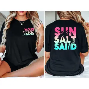 Sun Sand Salt Beach Shirt, Retro  Shirt, Trendy Beach Shirts for Women, Summer Vacation Shirts, Womens Oversized Beach Shirt trendy t-shirts