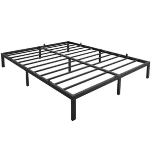 Iron Bed Frame Low Profile, 6 Inch Queen Size Mattress Foundation, Heavy Duty Metal Platform Base 700LBS Capacity, Noise Free, No Box Spring Needed, Tool-Free Assembly, Minimalist Bedframe for Kids Adults