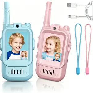 2 Pack Kids Video Walkie Talkie, Type-C Rechargeable Long Range Video Call Toy, No WiFi Needed Portable Interactive Game Toy, Ideal Birthday Christmas Gift for Boys Girls Outdoor Camping Travel