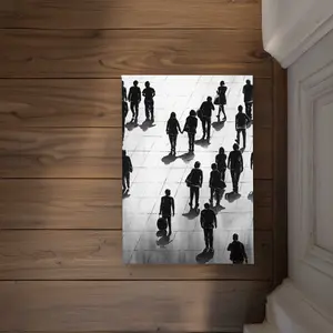 Begin Home Decor CODM1724PNV6DX 17 x 24 in. Silhouettes of People on the Street Door Mat - Home Decor