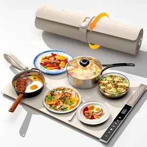 Warming Mat-Electric Warming Tray with 3 Zone Individual Adjustable Temperature Foldable  Warmer for Parties Buffet-Gray