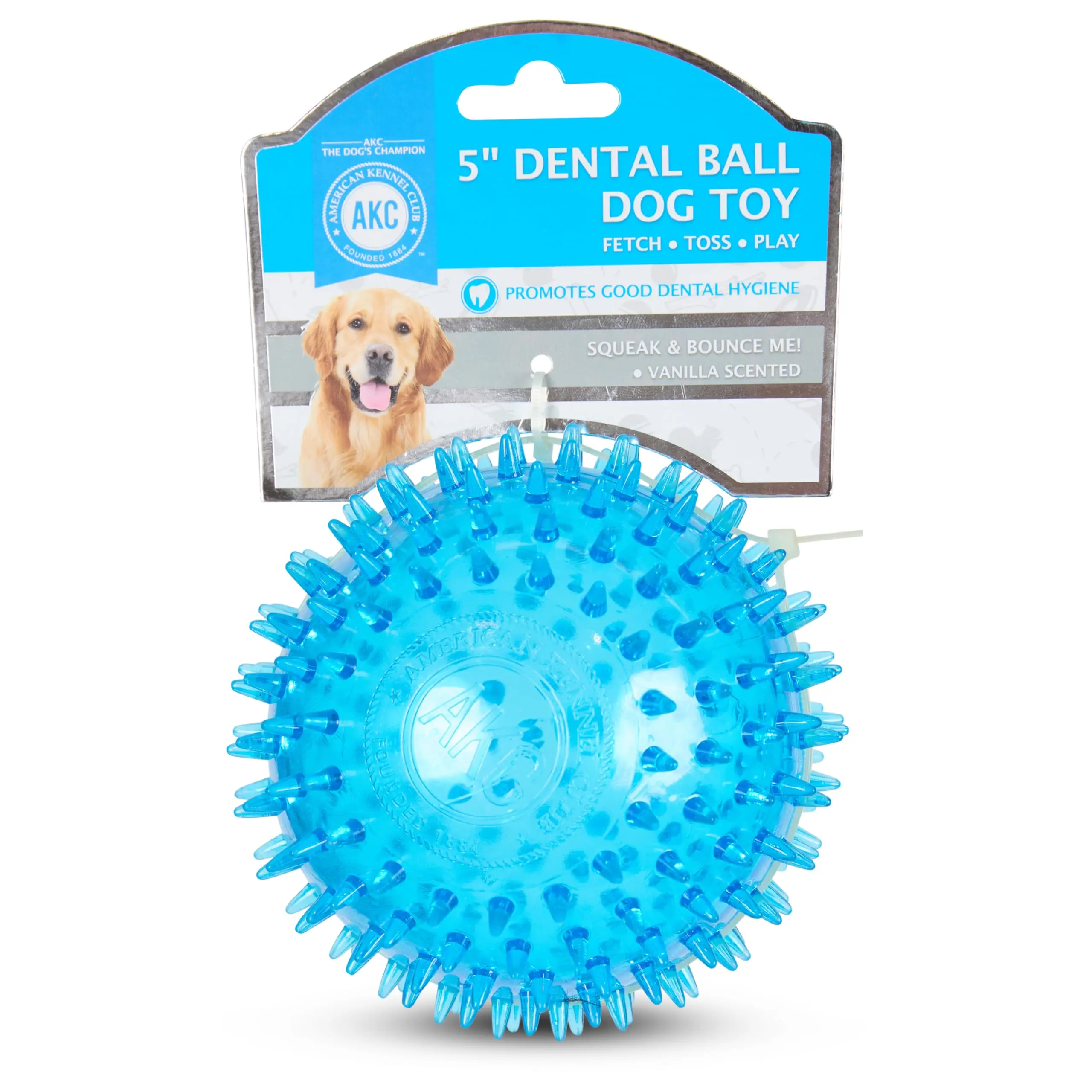 American Kennel Club Vanilla Scented Spiky Dental Ball Dog Toy – Interactive Teeth Cleaning Chew Toy for Small, Medium & Large Dogs