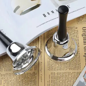 2 Pack Hand Bell Silver Steel Ringing Bell with Handle Dinner Bells for Inside Classroom Bell for Food Line Alarm Jingles Ringing Silver 2.56"D x 2.56"W x 4.92"H