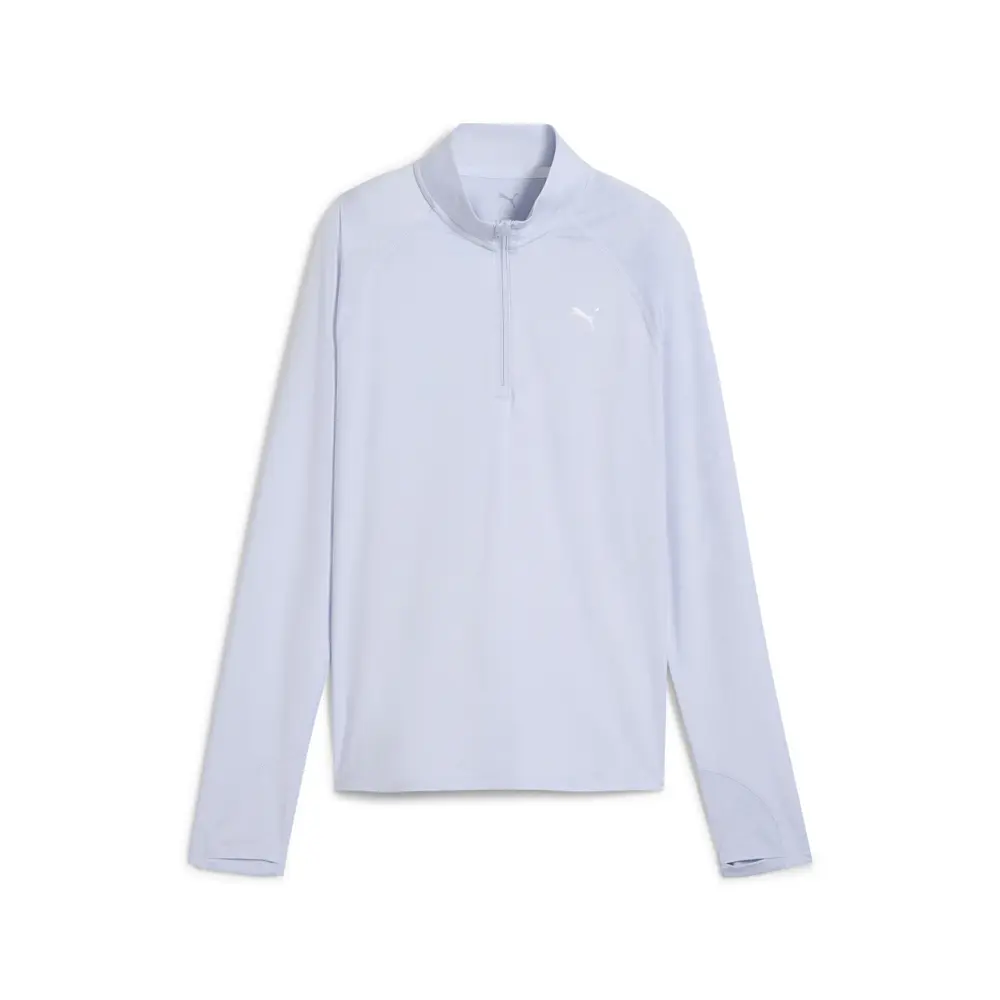 PUMA Womens Run Velocity Cloudspun Collared Long Sleeve Quarter Zip Casual Outerwear Casual - Blue