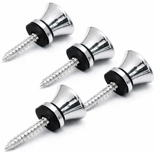 4 End Pin Electric Acoustic Guitar Strap Buttons with Screws and Pads