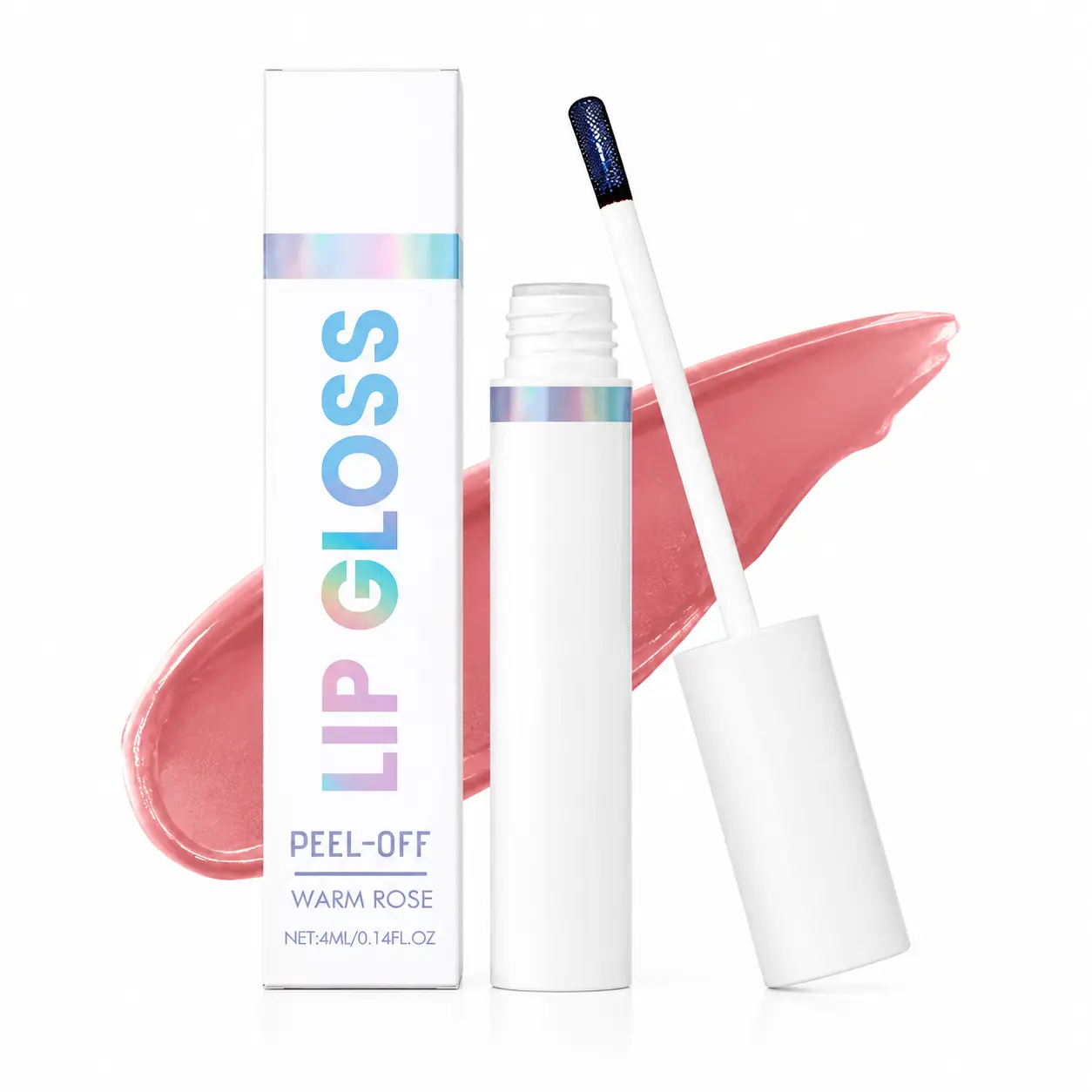 Peel Off Lip Tint Gloss, Long Lasting Lip Stain in Warm Rose, Natural Glossy Lip Color Makeup for Hydrated Plump Looking Lips, Daily Beauty Routine 4ml