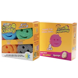 Daddy Sponges 8 Pack& Scrub Mommy 8 Pack - Scratch Free Multipurpose Kitchen Sponges - Stain & Odor Resistant Cleaning Tools - House Cleaning Supplies