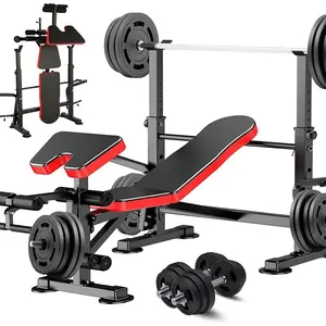 660lbs 6 in 1 Weight Bench Set with Squat Rack Adjustable Workout Bench with Leg Developer Preacher Curl Rack Fitness Strength Training for Home Gym