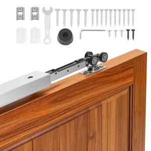 Sliding Pocket Door Hardware Track Complete Kit, 68.74 in Track with Soft Close Mechanism, Smooth Quiet Sliding, Easy Installation, Fits 1-1 3/4 in Thick, 36 in Wide Single Doors